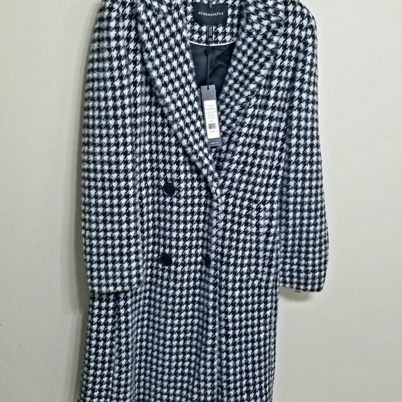 BCBGMAXAZRIA Houndstooth Double Breasted Coat -XXS - Black & White New with Tag - Picture 5 of 5